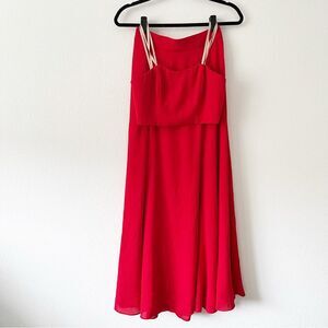 NEW Fame and Partners x Free People 2-Piece Maxi Skirt Set & Crop Top Red Size 2